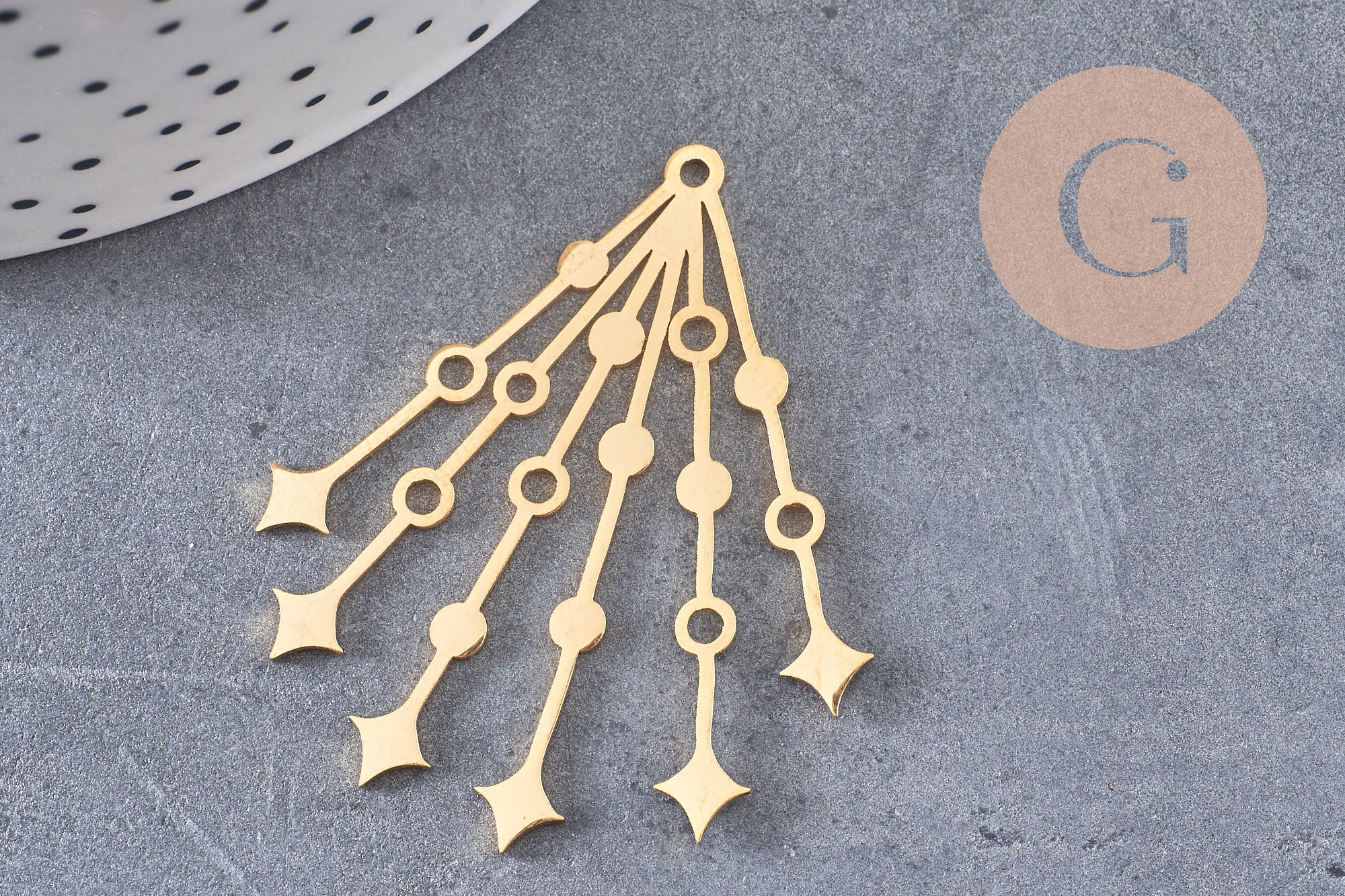 Pendentif étoiles acier 304 inoxydable doré 43.5mm, x1 (G6164)