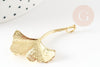 Pendentif feuille Ginkgo laiton brut 43mm, breloque laiton brut pour création bijou nature x1 (G9266)