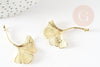 Pendentif feuille Ginkgo laiton brut 43mm, breloque laiton brut pour création bijou nature x1 (G9266)