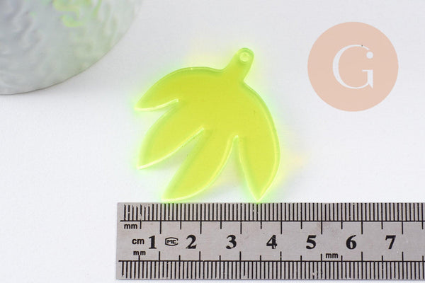 Pendentif feuille acrylique 40mm, x2 (G10200)