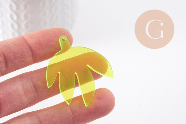 Pendentif feuille acrylique 40mm, x2 (G10200)