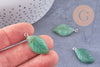 Pendentif feuille aventurine support platine, 28mm, x1 G4980