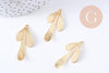Pendentif feuille brossé laiton doré 18K 35.5mm, x1 (G6259)