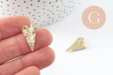 Pendentif feuille coeur laiton, breloque laiton brut, bijou laiton, pendentif végétal, bijoux,pendentif laiton brut, 21.5mm, x1 (G1903)