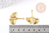 Pendentif feuille de Gingko laiton brut 29mm, fourniture pour création bijoux x2 (G9228)