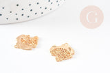 Pendentif feuille dentelle laiton doré 18K - 21x18mm, x2 G3562