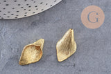 Pendentif feuille laiton brut 25mm, x2 (G3085)
