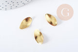 Pendentif feuille laiton doré 17.5mm, feuille dorée pour création bijoux, x2 (G10044)