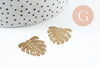 Pendentif feuille laiton,breloque laiton brut,bijou laiton,feuille monstera, bijoux,pendentif laiton brut,22mm, x2 (G1763)