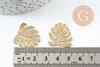 Pendentif feuille laiton,breloque laiton brut,bijou laiton,feuille monstera, bijoux,pendentif laiton brut,22mm, x2 (G1763)