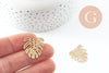 Pendentif feuille laiton,breloque laiton brut,bijou laiton,feuille monstera, bijoux,pendentif laiton brut,22mm, x2 (G1763)