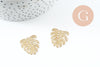 Pendentif feuille laiton,breloque laiton brut,bijou laiton,feuille monstera, bijoux,pendentif laiton brut,22mm, x2 (G1763)