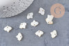Pendentif feuille nacre blanche naturelle, perle fleur, 14mm,X10 (G0910)
