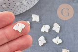 Pendentif feuille nacre blanche naturelle, perle fleur,nacre naturelle,coquillage blanc,création bijoux,14mm,X10 (G0910)