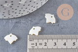 Pendentif feuille nacre blanche naturelle, perle fleur,nacre naturelle,coquillage blanc,création bijoux,14mm,X10 (G0910)