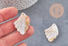 Pendentif feuille nacre jaune naturelle,perle feuille,nacre naturelle,coquillage blanc,création bijoux,35mm, x1, G0911