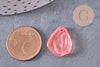 Pendentif feuille pétale verre rose corail 19mm, perles verre tchèque, perle végétale style art déco, x10 (G4191)