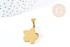 Pendentif fleur acier 304 inoxydable doré à graver 23mm, x1 (G8719)