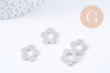 Pendentif fleur acier 304 inoxydable platine percé 16mm, x1 (G10640)