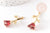 Pendentif fleur rose émail rouge laiton doré 27mm, x1 (G3245)