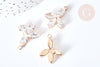 Pendentif fleur zircons laiton doré 24mm, pendentif cristal création bijoux, x1 G8085