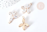 Pendentif fleur zircons laiton doré 24mm, pendentif cristal création bijoux, x1 G8085