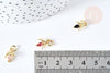 Pendentif fourmi laiton doré 18K zircon coloré 12mm, pendentif doré pour création de bijoux, x1 (G8590)