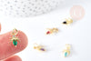 Pendentif fourmi laiton doré 18K zircon coloré 12mm, pendentif doré pour création de bijoux, x1 (G8590)