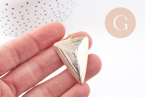 Pendentif géométrique texturé laiton doré 16K,pendentif doré pour création bijoux DIY, x1 (G8930)