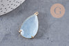 Pendentif goutte agate bleu clair support doré, pendentif pierre,agate naturelle, agate bleue,création bijoux, pierre naturelle, 32mm, x1 G3058