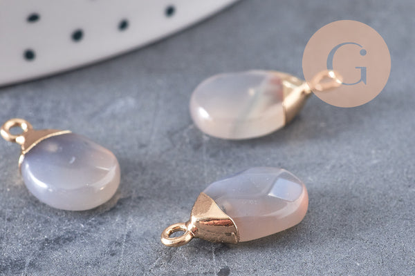 Pendentif goutte agate grise naturelle 17-19mm, x1 (G2789)