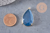 Pendentif goutte agate naturelle bleu laiton doré 32mm, x1 (G2040)