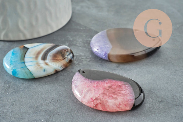 Pendentif goutte agate rayée bicolore,Pendentif bijoux,pendentif pierre,pierre naturelle,agate naturelle,création ,43-47mm, x1 G4377