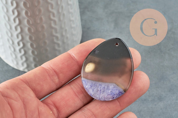 Pendentif goutte agate rayée bicolore,Pendentif bijoux,pendentif pierre,pierre naturelle,agate naturelle,création ,43-47mm, x1 G4377