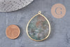 Pendentif goutte agate verte mousse,pendentif bijoux, pendentif agate,pendentif pierre, agate naturelle,agate mousse,41mm, x1 G3291