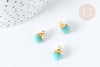 Pendentif goutte amazonite naturelle argent 925 doré 18K 20mm, x1 (G7720)