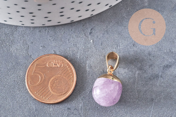Pendentif goutte améthyste violette, pendentif pierre, support doré, création bijoux pierre naturelle, pierre naturelle, 17-19mm, x1 G3717