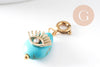 Pendentif goutte amulette oeil howlite de synthèse acier inoxydable doré 27mm, x1 (G7625)