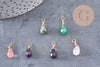 Pendentif goutte aventurine améthyste quartz rose cherry quartz 16mm, x1 (G4502)