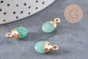 Pendentif goutte aventurine naturelle fer doré 14mm, x2 (G0152)