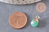 Pendentif goutte aventurine naturelle fer doré 14mm, x2 (G0152)