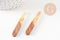 pendentif goutte bois résine feuille d'or 44mm, bois naturel,création bijoux bois,x2,G2518