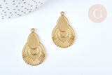 Pendentif goutte cabochon laiton brut 35x22mm, x2 (G6926)