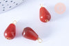 Pendentif goutte cornaline zamac doré 20mm,pendentif en pierre naturelle, x1 (G6639)