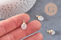 Pendentif goutte cristal de roche naturel fer doré 14mm,x2 (G2644)