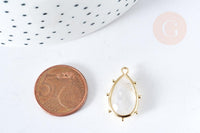 Pendentif goutte cristal de roche naturel laiton doré 22.5mm,pendentif bijou pierre naturelle, x1, G8365