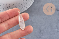 Pendentif goutte cristal de roche naturel laiton doré 40mm, x1 (G2555)