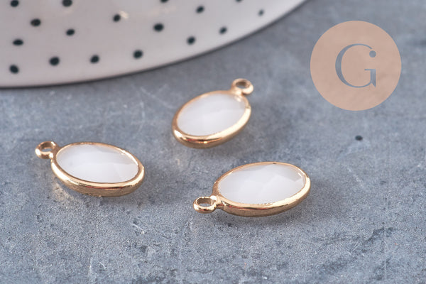 Pendentif goutte cristal verre laiton doré facetté 15.5mm, x1 (G10929)