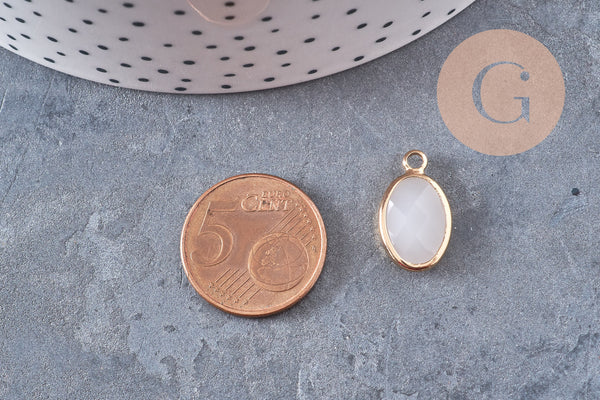 Pendentif goutte cristal verre laiton doré facetté 15.5mm, x1 (G10929)