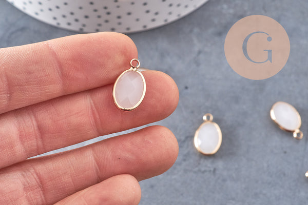 Pendentif goutte cristal verre laiton doré facetté 15.5mm, x1 (G10929)